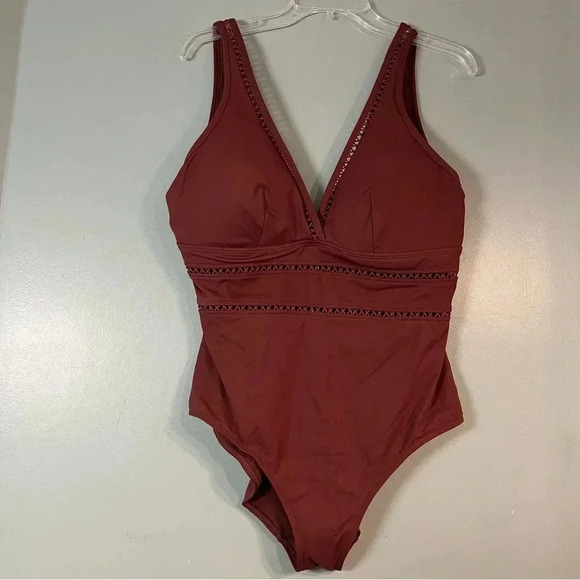 NWT Sea Level Swim Eco Essentials Spliced One Piece Cinnamon Size 14 - Picture 1 of 12